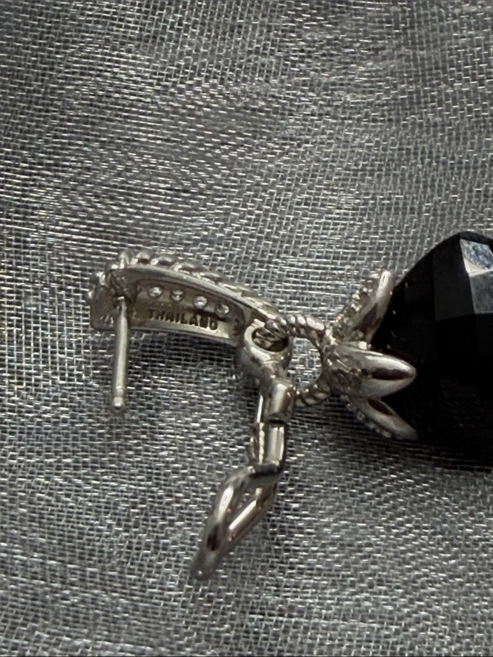 Judith Ripka pierced 925 silver Elegant Black Crystal Drop Earrings